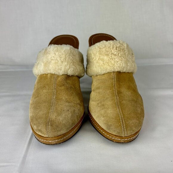 Coach Kacie Shearling Platform Mules | Tan Suede sz 7B Excellent condition - Picture 14 of 14